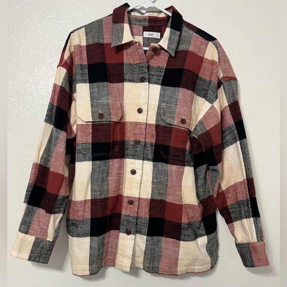 Closed Kyra Plaid Lumberjack Cozy Flannel Shacket Button Front Shirt Jacket M